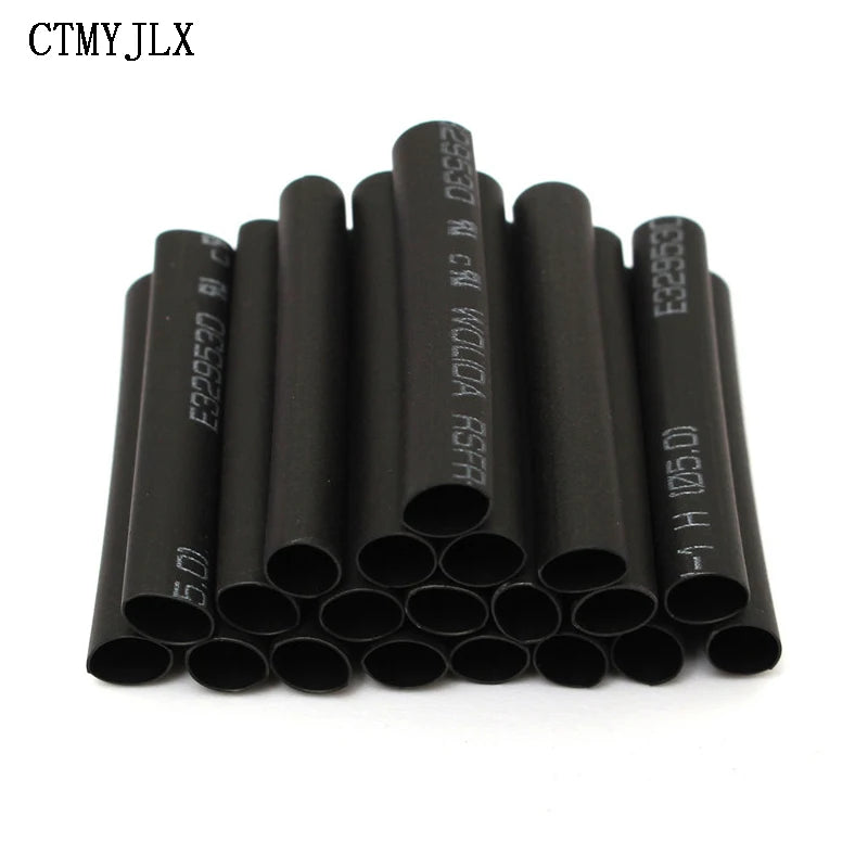 127PCS Thermoresistant Black Heat Shrink Tubing Kit - 2:1 Polyolefin Sleeving for Wire & Cable Protection