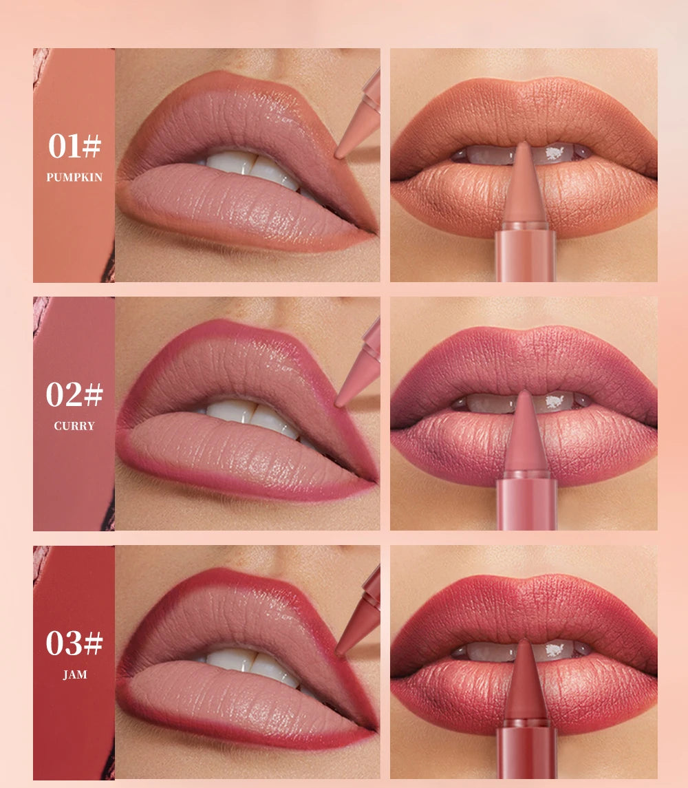 Twist-Up Lip Liner & Lipstick Pen – Multipurpose Velvet Matte Waterproof Lip Contour & Powder Blusher Rouge Makeup