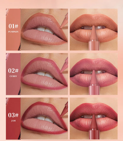 Twist-Up Lip Liner & Lipstick Pen – Multipurpose Velvet Matte Waterproof Lip Contour & Powder Blusher Rouge Makeup