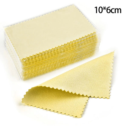 50pcs Silver Polishing Cloths – Soft Cleaning Wipes for Necklaces, Rings & Jewelry Care (10x6.5cm & 8x8cm)