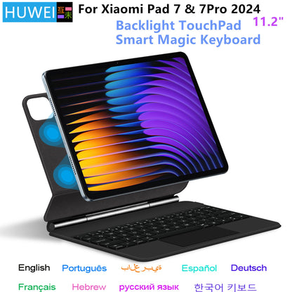 Magic Keyboard Folio for Xiaomi Pad 7 — Smart Case with Portuguese, Spanish, Korean & French Keyboard for Mi Pad 7 Pro 11.2-inch