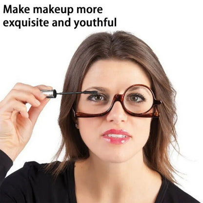 Rotating Magnifying Makeup Reading Glasses - Anti-Blue Light Presbyopic Eyeglasses with Diopter Options +1.0 +1.5 +2.0 To +4.0 for Precision Make-Up
