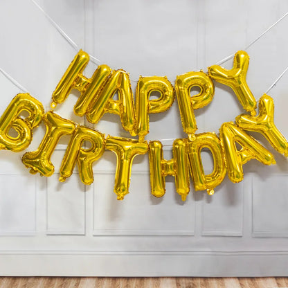 16-Inch Happy Birthday Foil Balloons Set – Pink & Blue Letter Balloons for Birthday Party Decoration