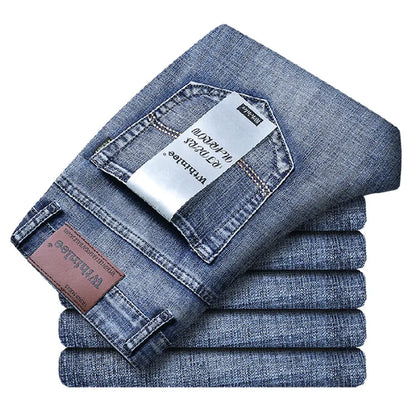 Men’s All-Match Brand Trousers – High-Quality Business Casual High Waist Denim Jeans for All Seasons