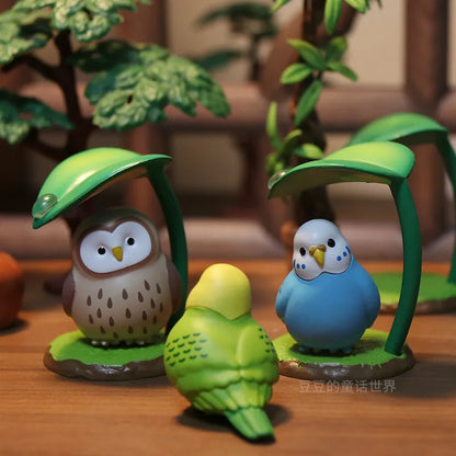 Rainy Day Animals & Birds Figurine Blind Box - Cute Leaf Hiding Collectible Ornaments & Mini Model Toys
