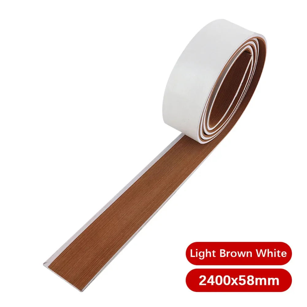 58x2400x5mm Brown EVA Foam Yacht Deck Mat – Imitated Teak Anti-Skid Boat Flooring Strip