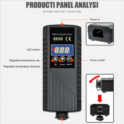 JCD 750W Heat Gun – Digital Display Micro Rework Soldering Station & Hot Air Gun for Welding & Repair, Model 8858