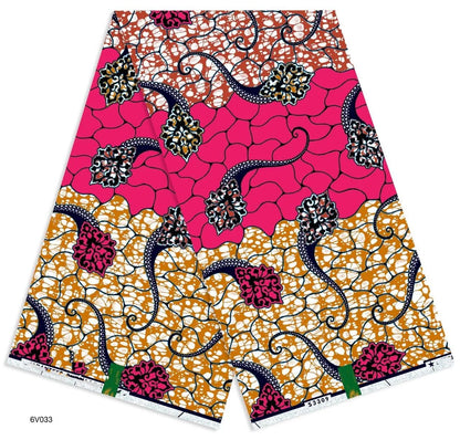 African Ankara Wax Print Fabric - 100% Cotton Soft Nigerian Real Wax Material for Women’s Party Dresses