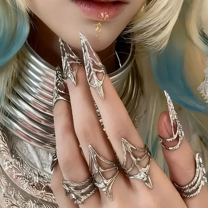 New Gothic Rock Punk Fingertip Nail Ring | Metal Manicure Jewelry Accessories for Women, Party & Gift for Girlfriends