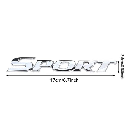 3D Chrome & Black Car Trunk Emblem – Metal Racing Sport Word Logo Sticker Badge for Vehicle Styling