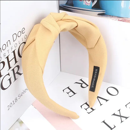 New Fashion Knotted Headbands for Women – Solid Color Cloth Hair Bands, Wide Soft Hair Hoop, Hair Accessories for Girls