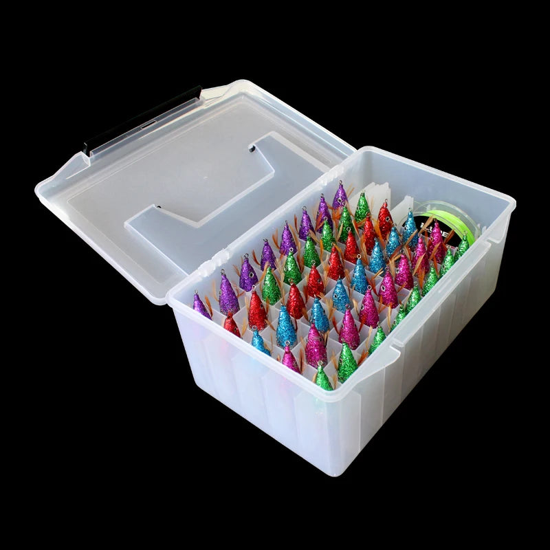 Fishing Storage Boxes | Minnow & Squid Jig Hard Bait Container | Sea Egi Box Plastic Organizer for Lure Tools - Tackle Storage Case