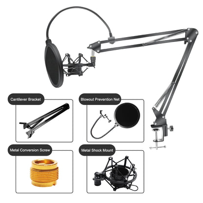 Professional Scissor Arm Stand for BM800 Microphone – Universal Shock Mount with Spider Cantilever Bracket and Mic Holder