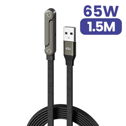 65W 2-in-1 USB-A to USB-C Cable - Fast Charging Foldable Phone Holder with Built-In Desk Stand
