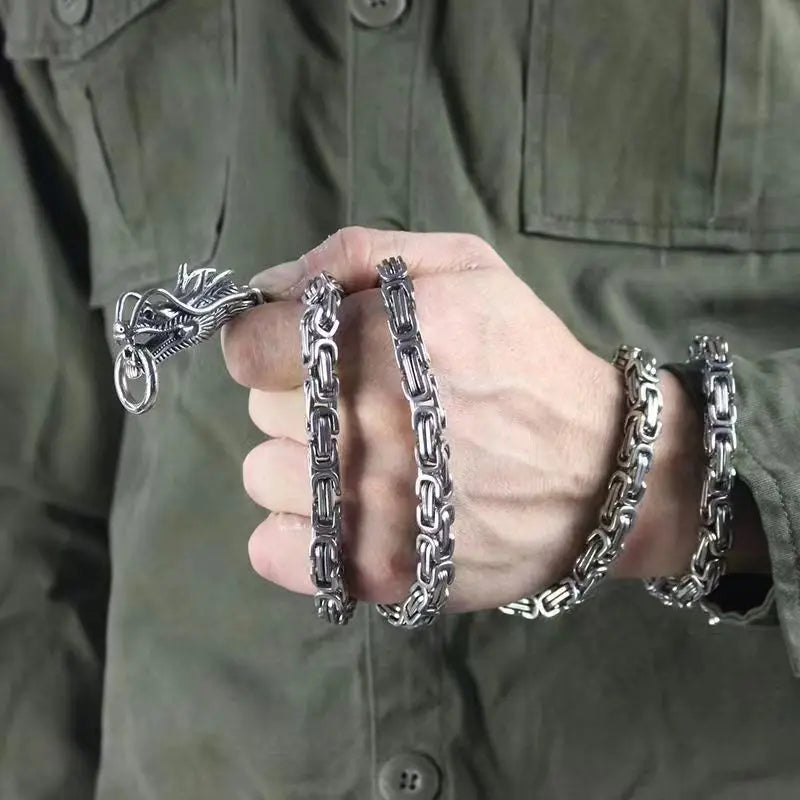 1M Dragon Self-Defense Bracelet – Fashion Hip Hop Personal Security Whip, Universal Stainless Steel for Men & Women