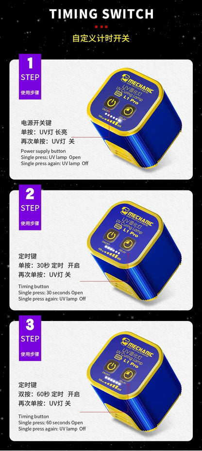 MECHANIC L1 Pro UV Curing Lamp – 7W High-Power Smart Repair Light for Fast UV Glue & Motherboard Curing