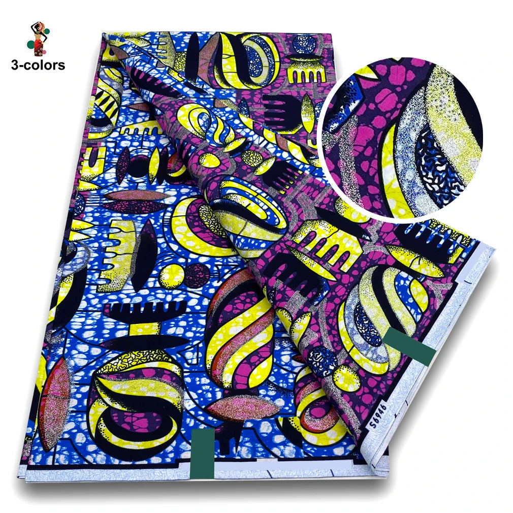 100% Cotton African Wax Print Fabric - Soft Golden Ankara Pagne for Nigerian Fashion & Traditional Wear