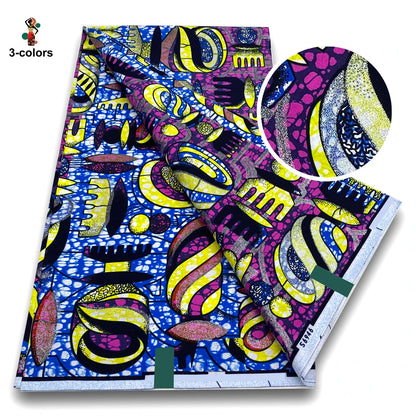 100% Cotton African Wax Print Fabric - Soft Golden Ankara Pagne for Nigerian Fashion & Traditional Wear