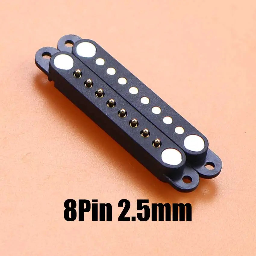 DC Magnetic Pogo Pin Connector - 2–8 Pin Spring-Loaded Male/Female Power Socket, 2.5/2.54/2.8mm Spacing