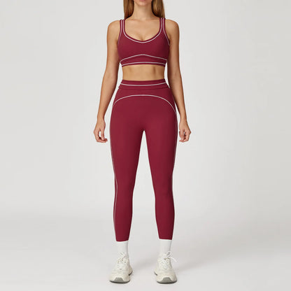 Women’s 2-Piece Fitness Yoga Set, Gym Running Tracksuit, Push-Up Sportswear Leggings, Athletic Workout Outfit