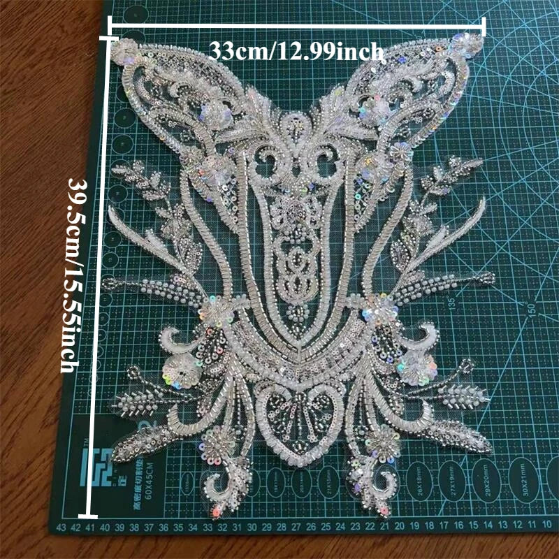 Beaded Sequin Flower Embroidered Lace Applique Patch - DIY Wedding & Children’s Clothing Sewing Accessory