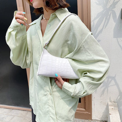 Retro Alligator Pattern PU Leather Handbag for Women – Small Shoulder & Clutch Tote Purse