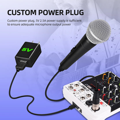 V4 4-Channel Audio Interface Mixer — USB & Bluetooth with 48V Phantom Power, Effects & Recording