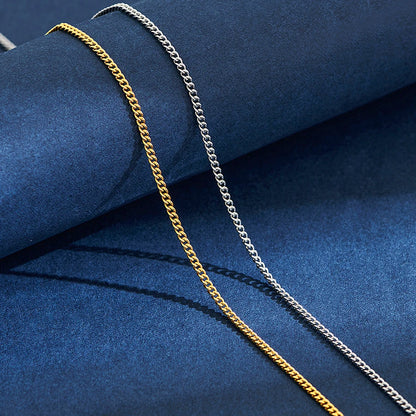 2mm Stainless Steel Link Chain Necklace for Men & Women – Silver & Gold Colors, 14"–30" Adjustable Length