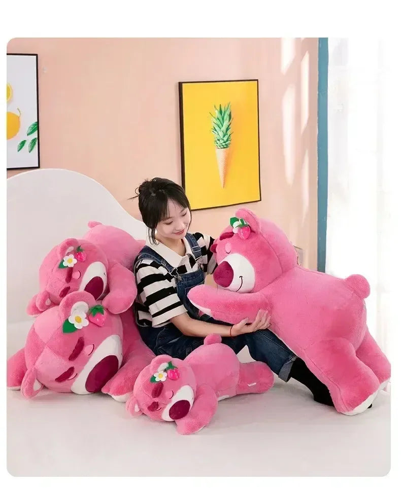 90cm Disney Toy Story Lotso Strawberry Bear Plush Sofa Pillow – Cute Stuffed Toy Gift for Kids & Friends