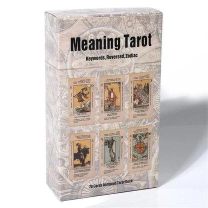 Beginner Tarot Card Deck - 78 Antiqued Tarot Cards with Meanings for Learning & Reading Practice