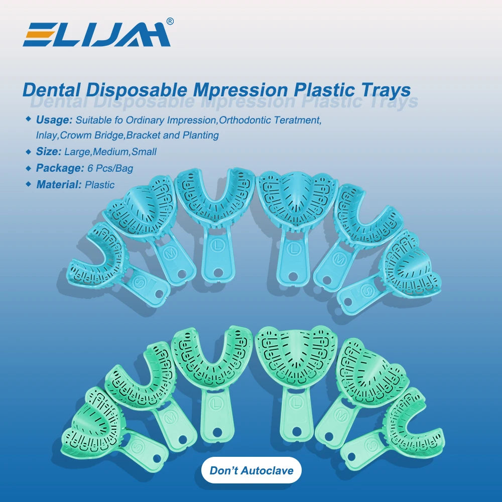 Denspay 6Pcs Dental Impression Tray Set – S/M/L Full Mouth & Partial Mold Trays, Easy Fold Plastic Design