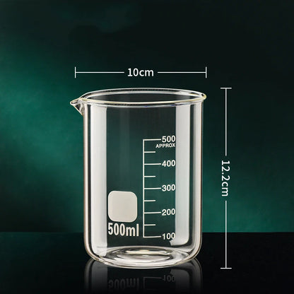 High Borosilicate Glass Measuring Cup – 50/100/150/250/500/1000ml Clear Scale Laboratory Beaker for Kitchen Baking & Mixing