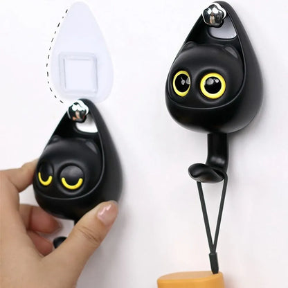 Creative Blinking Cat Hook - 1PC Seamless Wall Hanger for Keys, Umbrellas, Towels, Caps, and Coats, Ideal for Dormitory and Bedroom Decor
