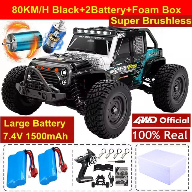 4WD Remote Control Car – Off-Road 4x4 RC High-Speed Buggy Truck, Brushless 50/80KM/H Drift Racing Toy for Kids & Adults