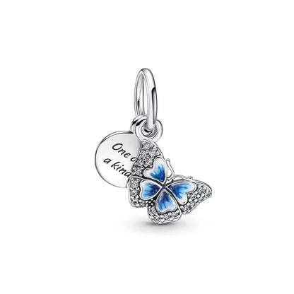 925 Silver Plated Murano Glass Sea Turtle Dangle Charm - Colorful Pink & Blue Jewelry for Women's Bracelet