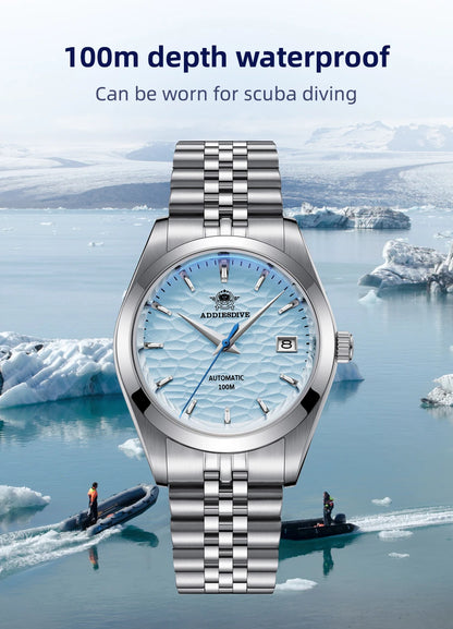 ADDIESDIVE 2024 Luxury Couple Watches – Sapphire Crystal Automatic Mechanical NH35A Steel Wristwatch for Men & Women Gift