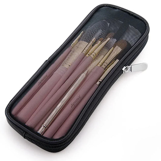 Makeup Brush Travel Case – Mesh Cosmetic Toiletry Bag Organizer for Men & Women, Beauty Tools Dopp Kit Pouch for Wash Storage