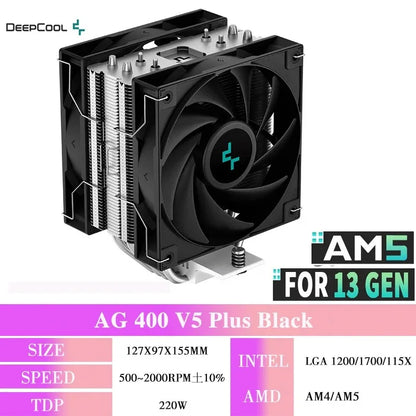 DEEPCOOL AG400 ARGB CPU Air Cooler – 4 Heat Pipes PWM 220W TDP Radiator for Intel LGA1700/1200/115X & AMD AM4/AM5 High Performance Cooling Fan