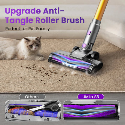 YISORA Cordless Vacuum Cleaner – 28Kpa Suction, 55 Min Runtime, Wireless with Touchscreen for Pet Hair & Carpet Cleaning