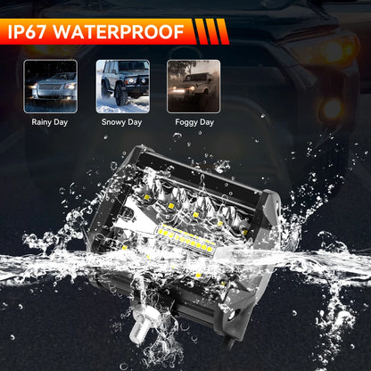 4" / 7" LED Work Light Bar 144W/120W Spot Flood Combo – Off-Road Lighting for Car, Tractor, Boat, Truck, SUV & ATV Repair & Utility Use