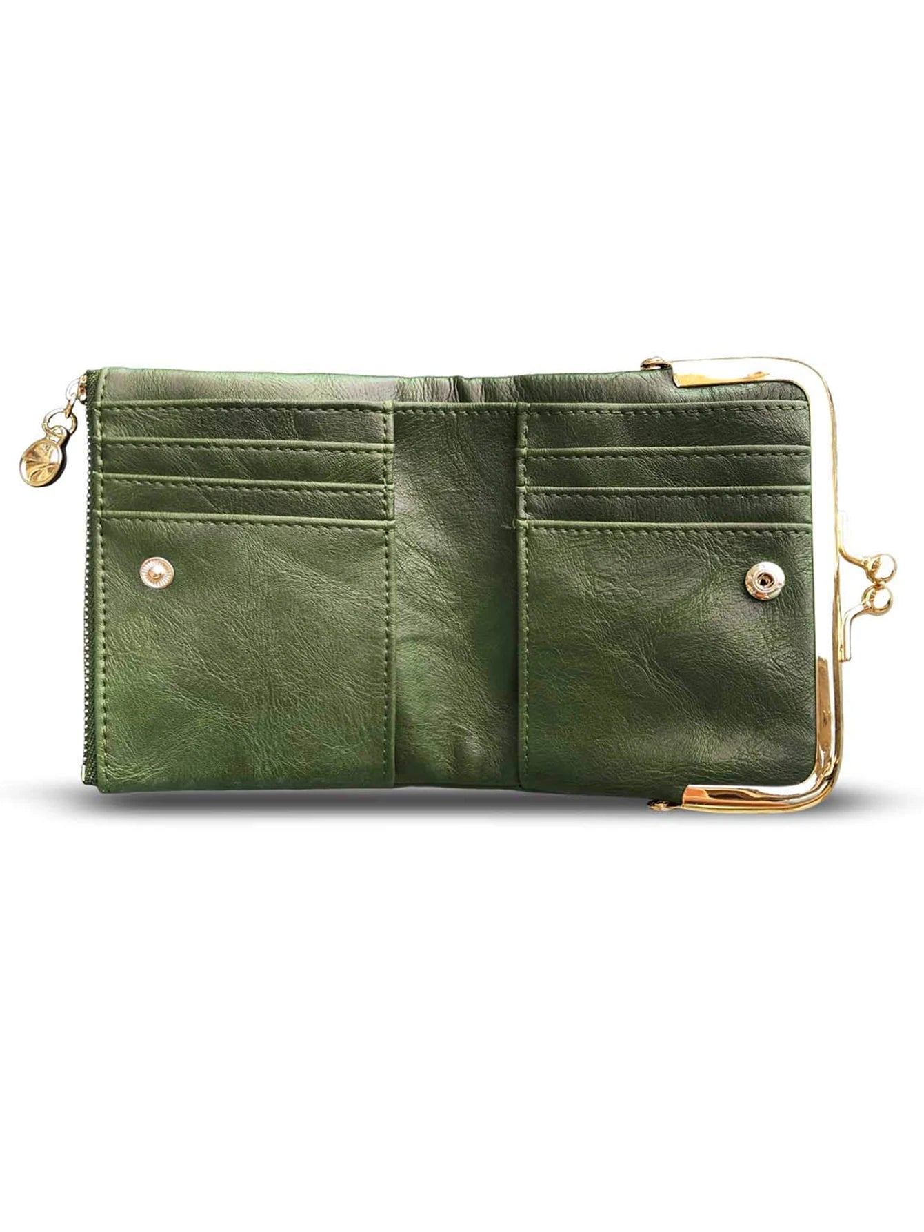 MIYIN Women’s Small Wallet – RFID Compact Bifold Leather Coin Purse with Zipper & Kiss Lock, Vintage Design