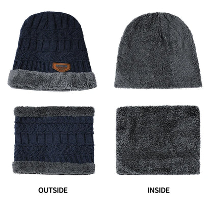 2022 Winter Beanie Hat Set for Men & Women - Thick Wool Knitted Cap with Neck Scarf & Balaclava Mask, Bonnet Style