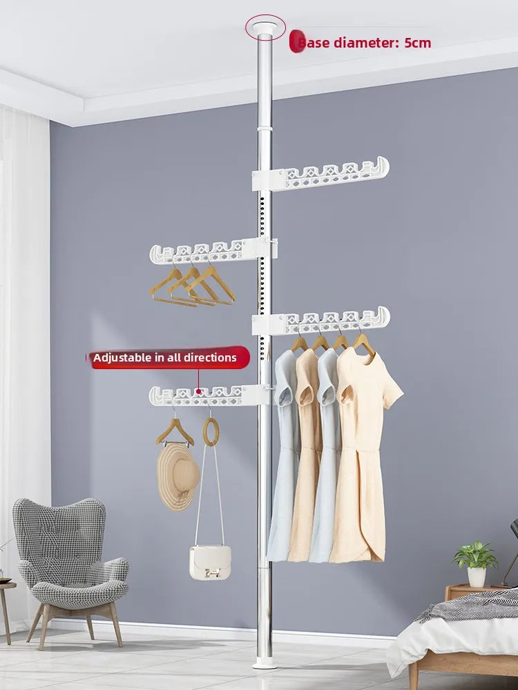 High-Bearing Floor-to-Ceiling Clothes Drying Rod — Indoor Hanging Rack, No Drilling Required