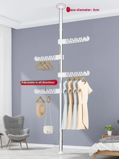 High-Bearing Floor-to-Ceiling Clothes Drying Rod — Indoor Hanging Rack, No Drilling Required