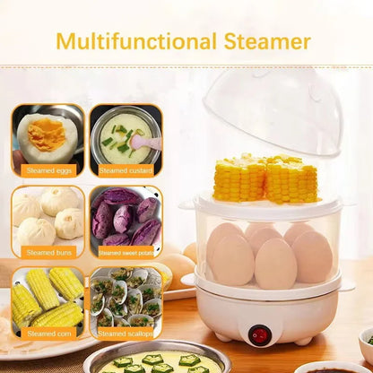 220V Multifunctional Electric Egg Boiler - Double Layer Egg Cooker and Mini Steamer for Kitchen Breakfast