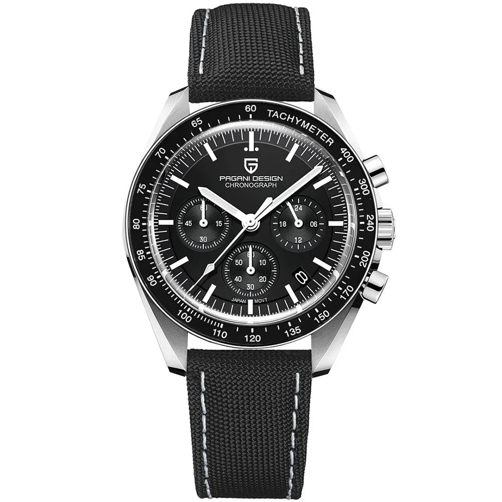 PAGANI DESIGN 2026 Men’s Luxury Quartz Chronograph Watch – AR Sapphire Crystal, Auto Date Speed Wristwatch
