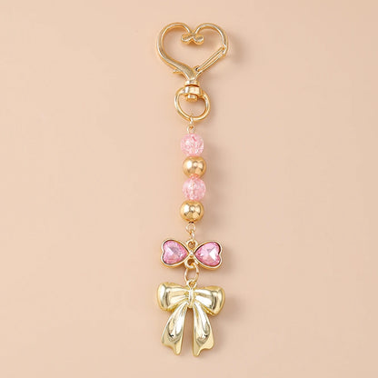 Cute Bowknot Heart Keychain - Crystal Pearl Pendant Charm for Women, Girls & Handbag Decoration