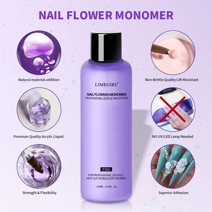 Limegirl Large Capacity Nail Acrylic Liquid Monomer - 40/70/120/240ml for DIY Nail Art, Acrylic Powder & Manicure