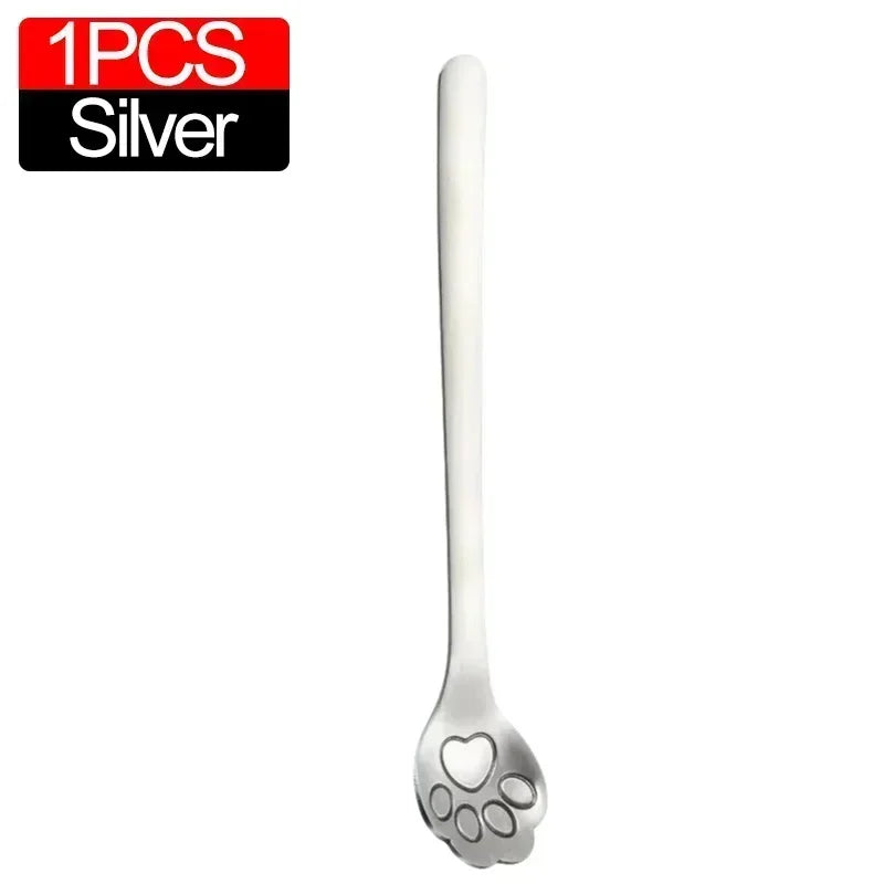 Cute Cat Claw Stainless Steel Spoon Set (1/8PCS) – 304 Dessert, Ice Cream, Coffee & Tea Spoon Kitchen Tableware