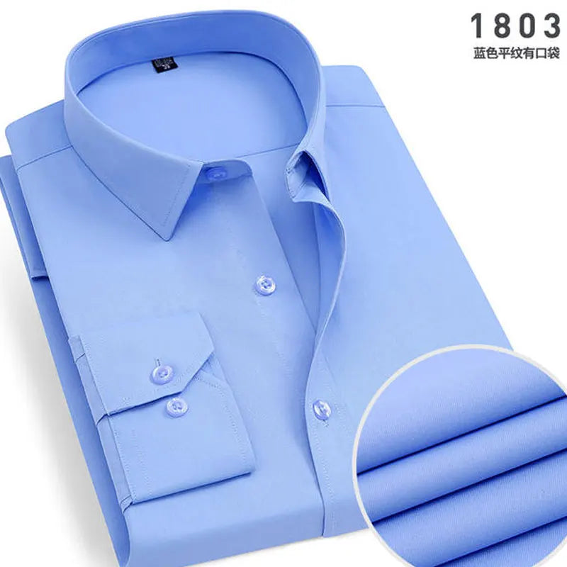 Men's Striped Long Sleeve Shirt - Slim Fit Wrinkle-Resistant Business Casual Shirt for Spring